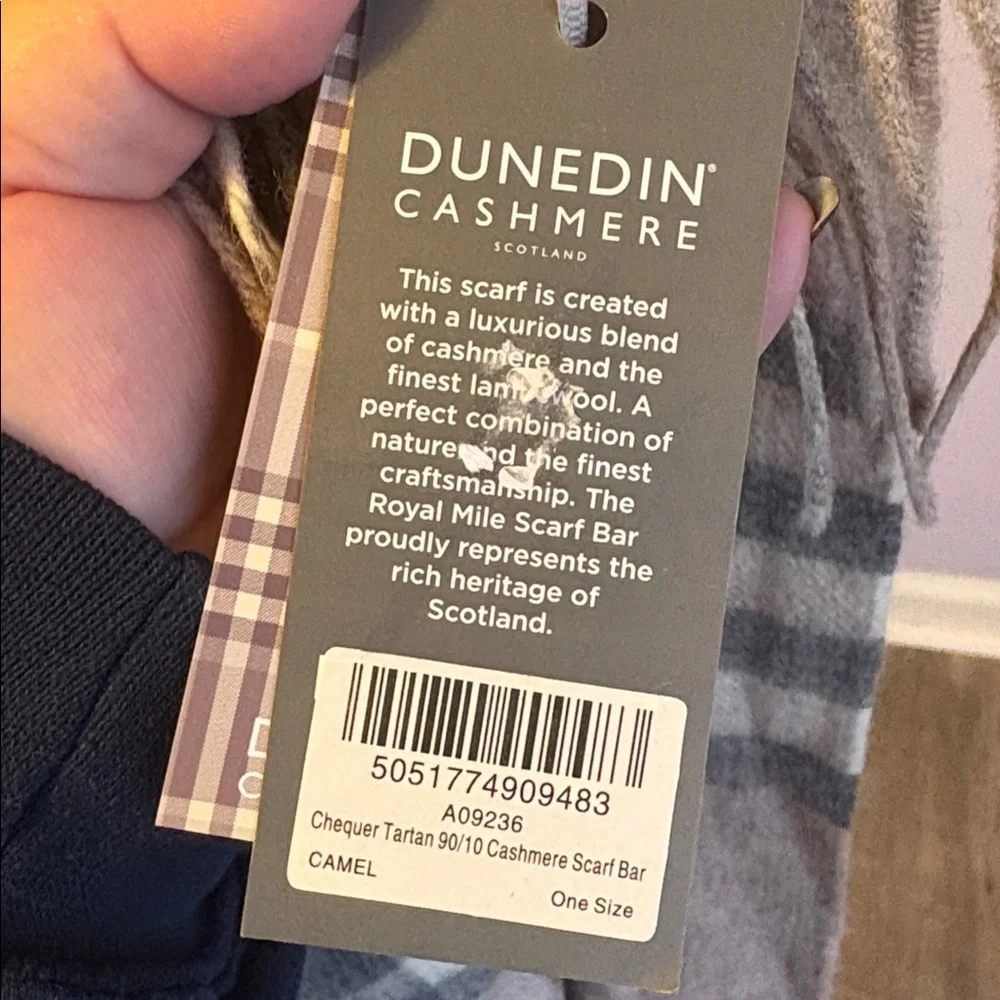 The Royal Mile Scarf Bar Neutral Plaid Lambswool Cashmere Blend Scarf Scotland